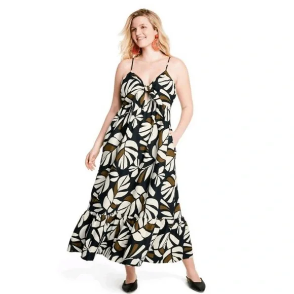 Tabitha Brown x Target | Dresses | Tabitha Brown X Target Botanical Print  Tie Front Midi Dress Small | Poshmark